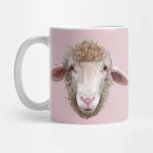 Soft Merino Sheep Woolly Face covered in moss Mug